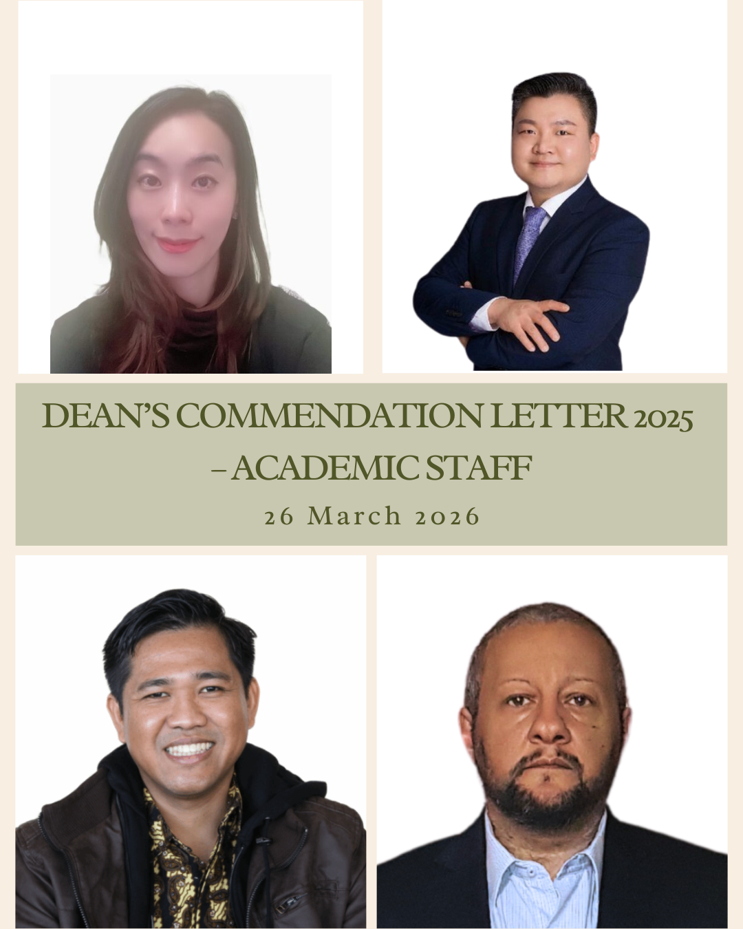 Dean’s Commendation Letter 2025 – Academic Staff – Southern Cross Institute